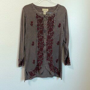 Vintage Papillon Brown and Red Bohemian Embroidered Tunic